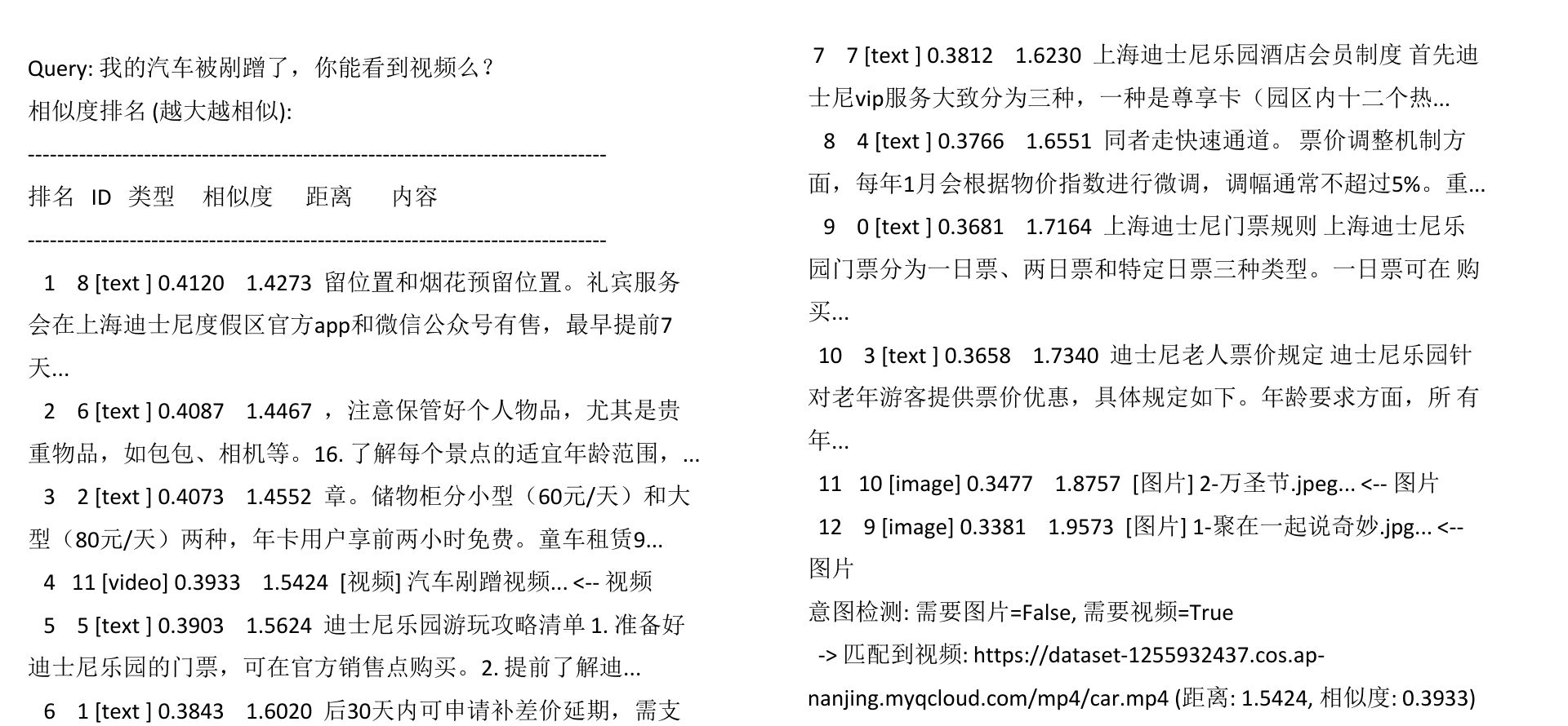视频查询结果