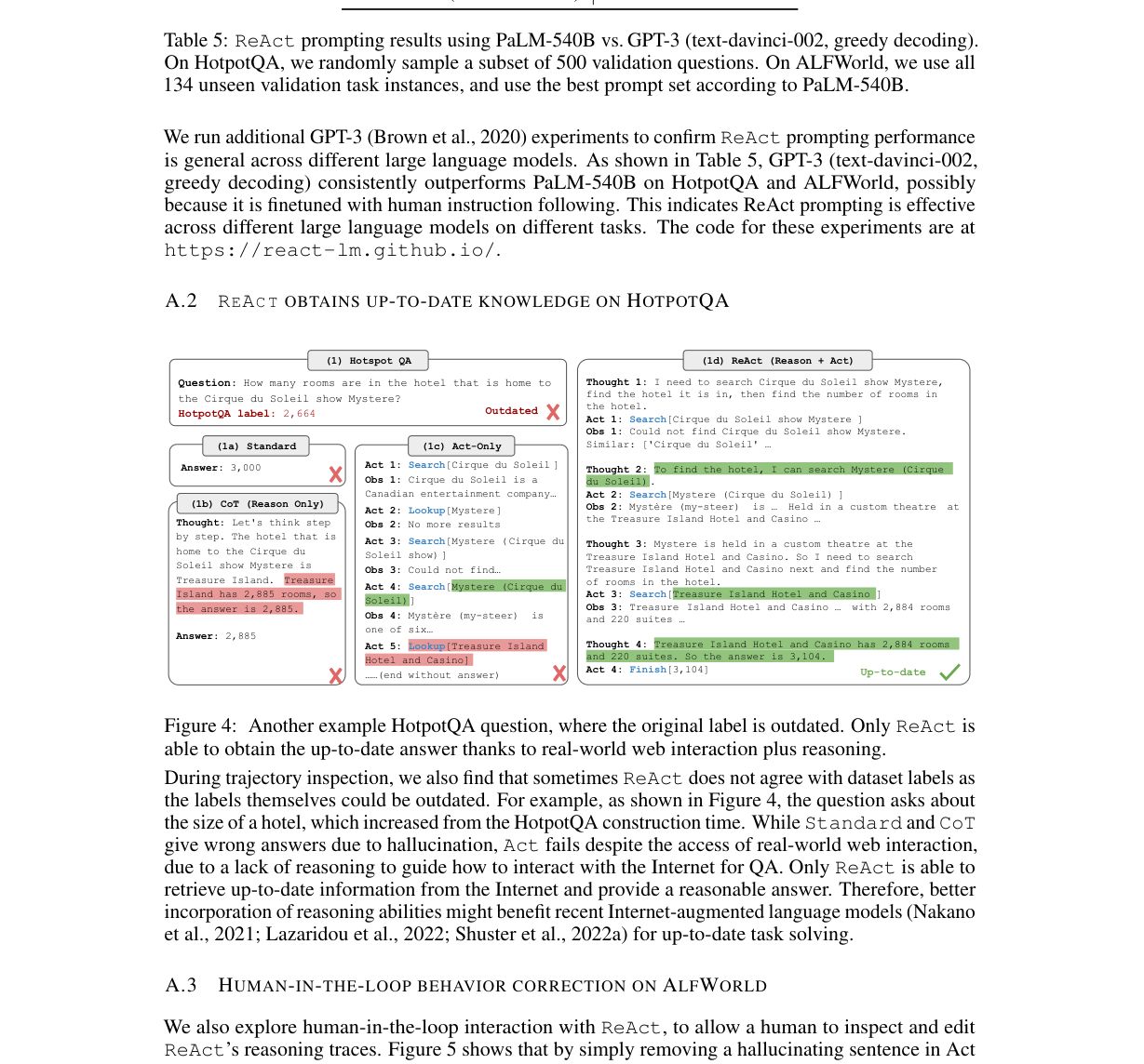 ReAct 获取更新知识的案例
