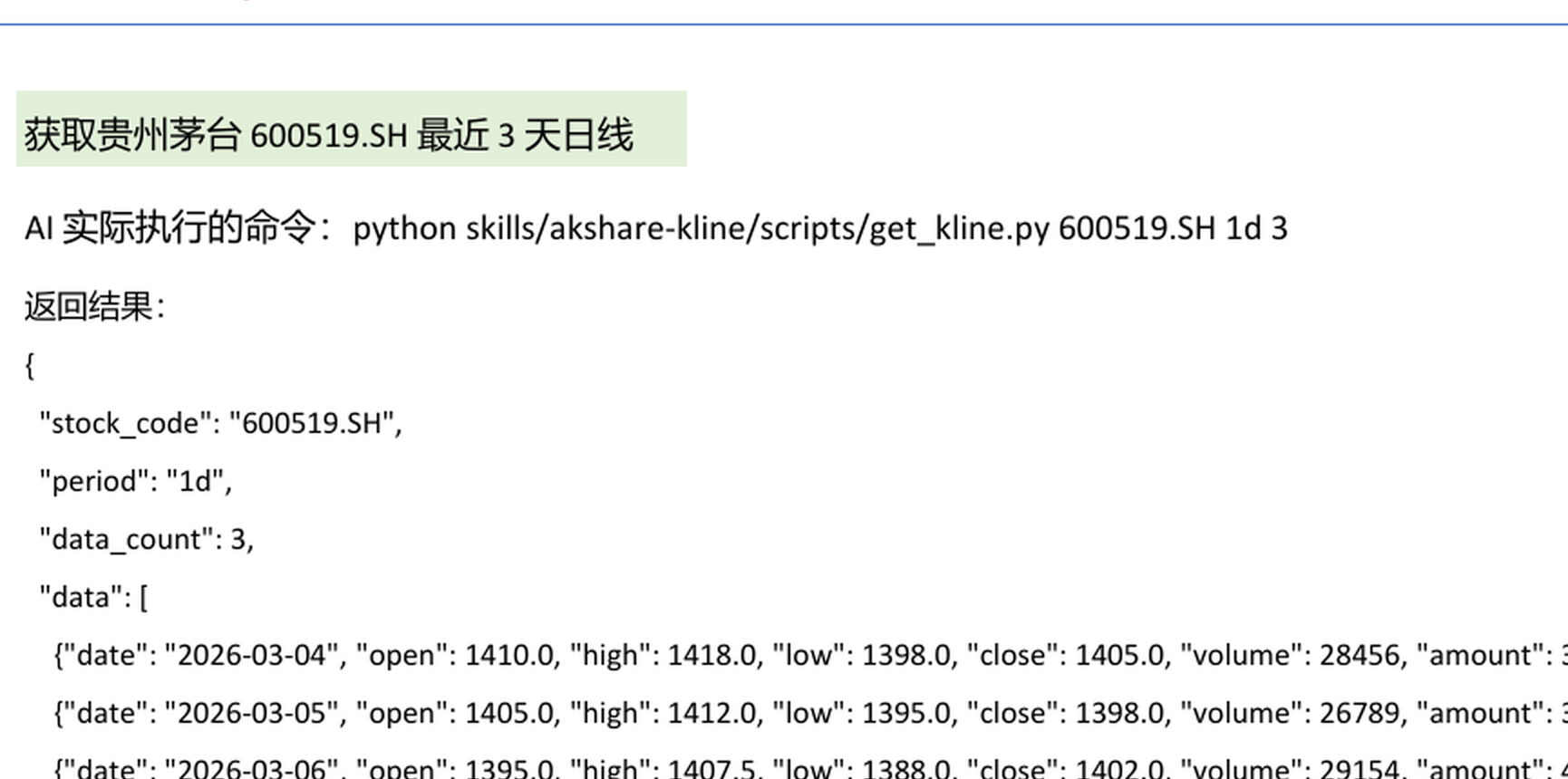 akshare-kline 执行结果