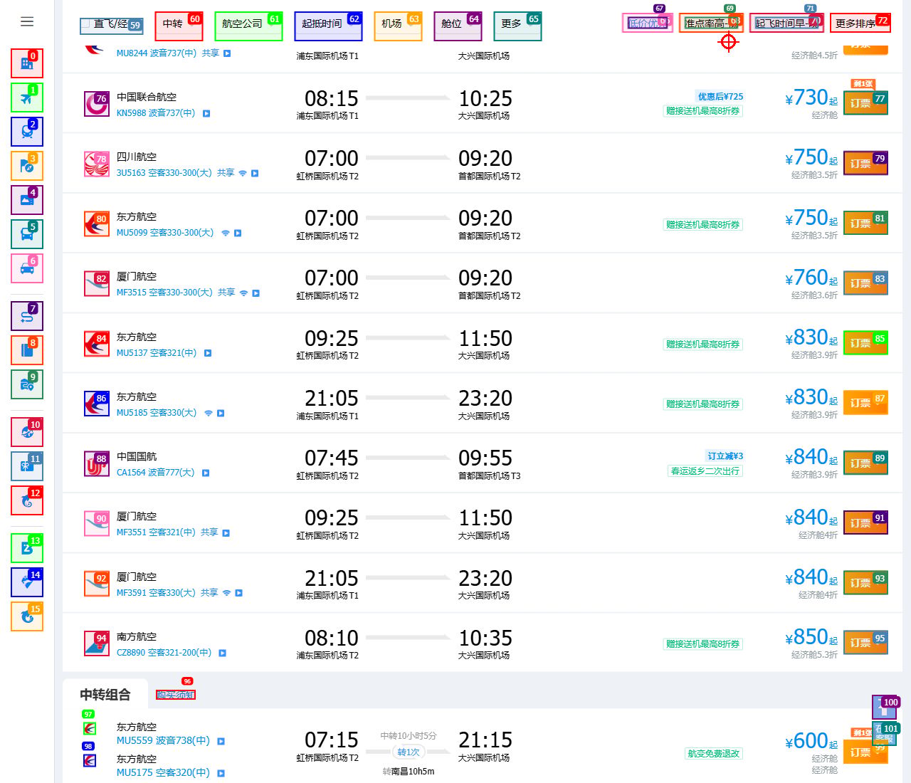 GUI-Plus 调试截图：页面元素编号与视觉点击标记